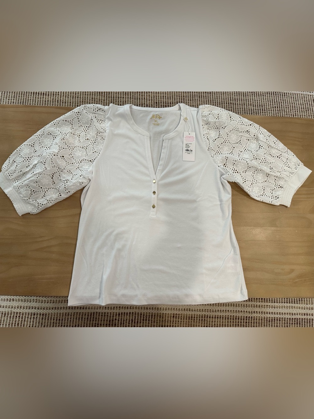 Lilly Pulitzer Ronson Eyelet Knit Top - Resort White XL